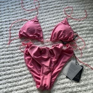 Shimmer Pink Triangle Bikini Set - Women